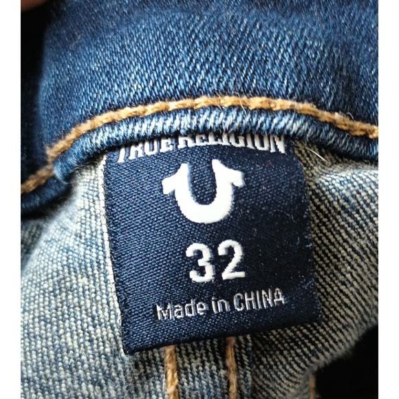 True Religion Halle Mid Rise Super Skinny Distressed Jeans Size 32 Med Wash V - Picture 2 of 12